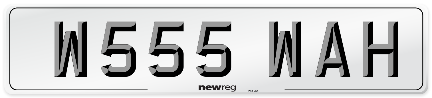 W555 WAH Number Plate from New Reg